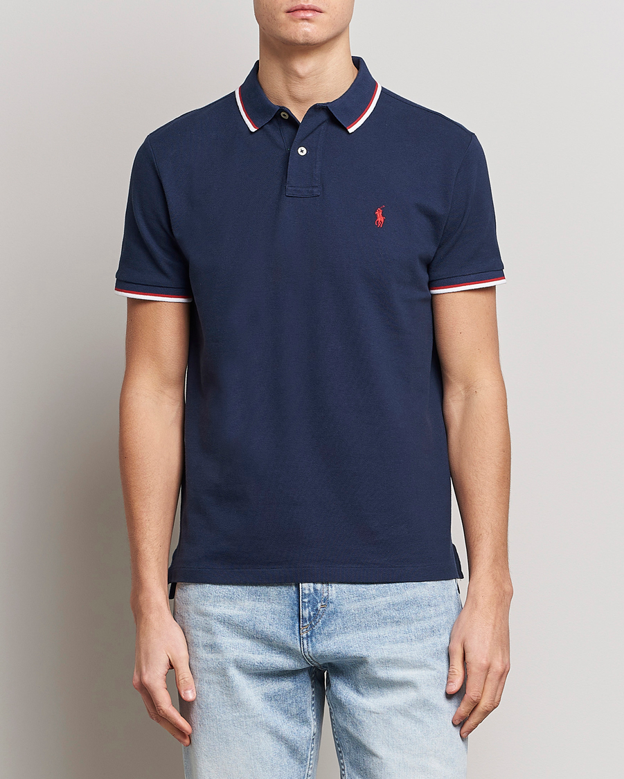 Uomini | Polo | Polo Ralph Lauren | Custom Slim Fit Tipped Polo Newport Navy