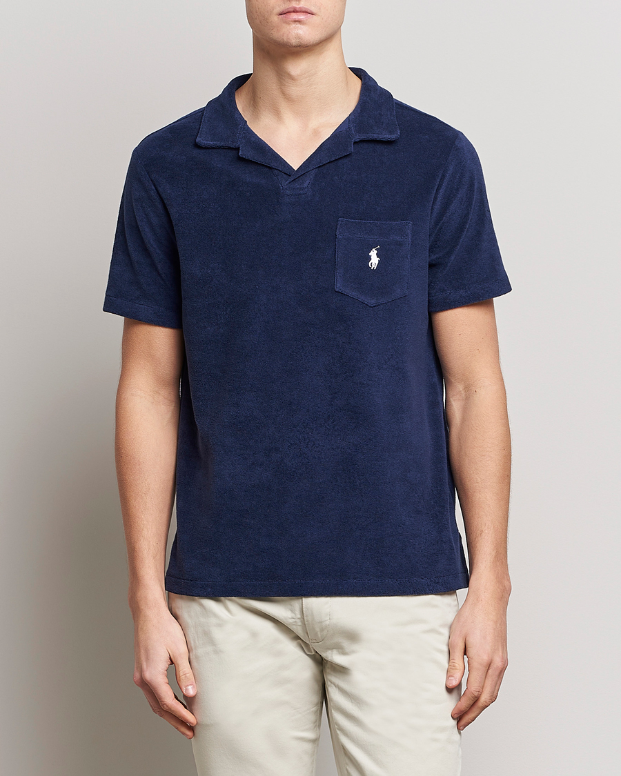 Uomini | La Collezione Terry | Polo Ralph Lauren | Cotton Terry Open Collar Polo Newport Navy