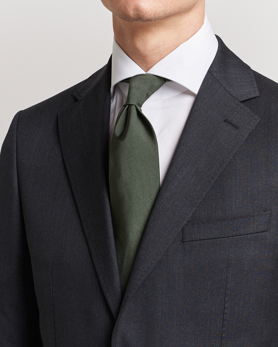 Uomini | Abito scuro | Amanda Christensen | Plain Classic Tie 8 cm Olive