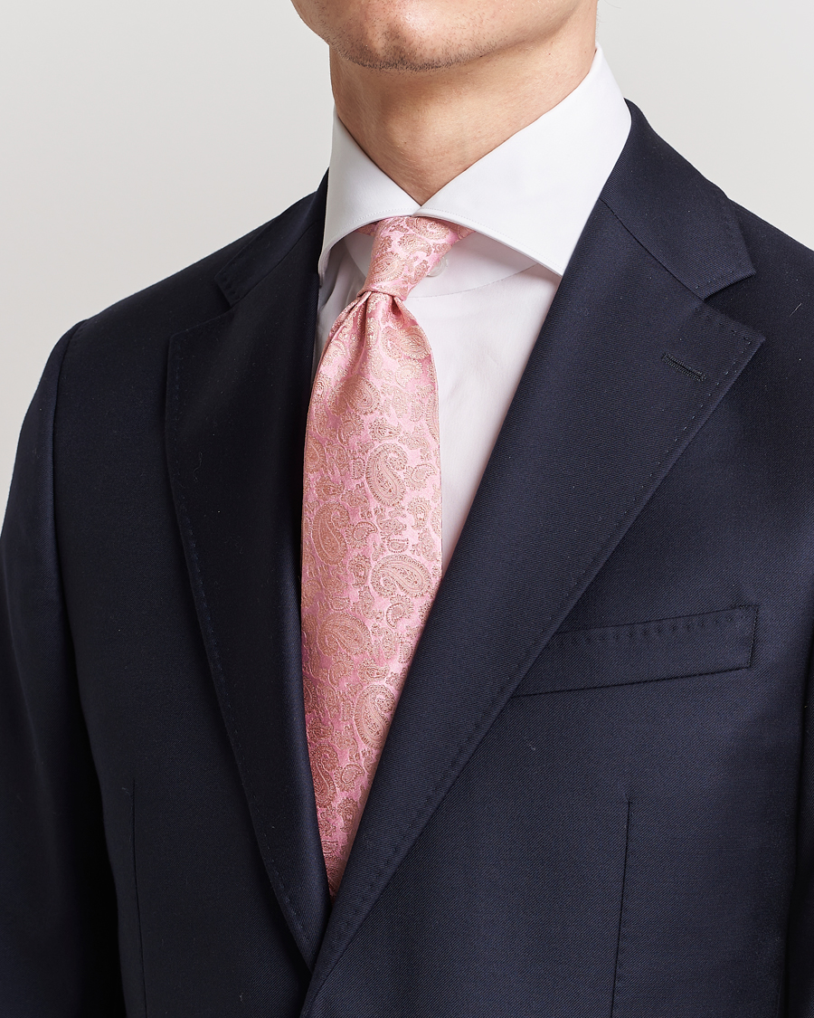 Uomini |  | Amanda Christensen | Silk Tonal Paisley Tie 8 cm Powder Pink