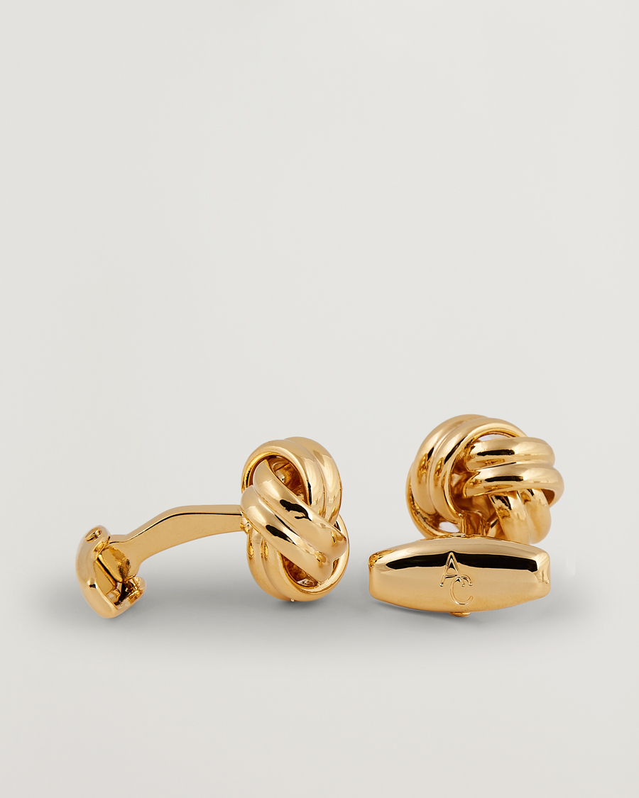 Uomini | Gemelli | Amanda Christensen | Knot Cufflink & Shirt Studs Set Gold