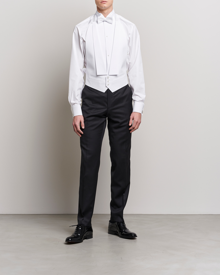 Uomini | Camicie | Stenströms | Fitted Body Stand Up Collar Evening Shirt White