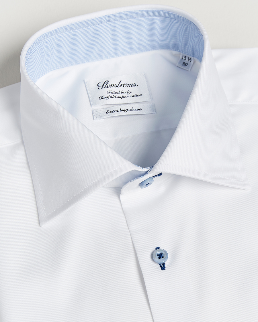 Uomini | Camicie business | Stenströms | Fitted Body X-Long Sleeve Contrast Shirt White