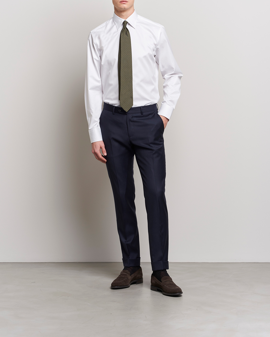 Uomini | Camicie | Stenströms | Fitted Body Kent Collar Shirt White