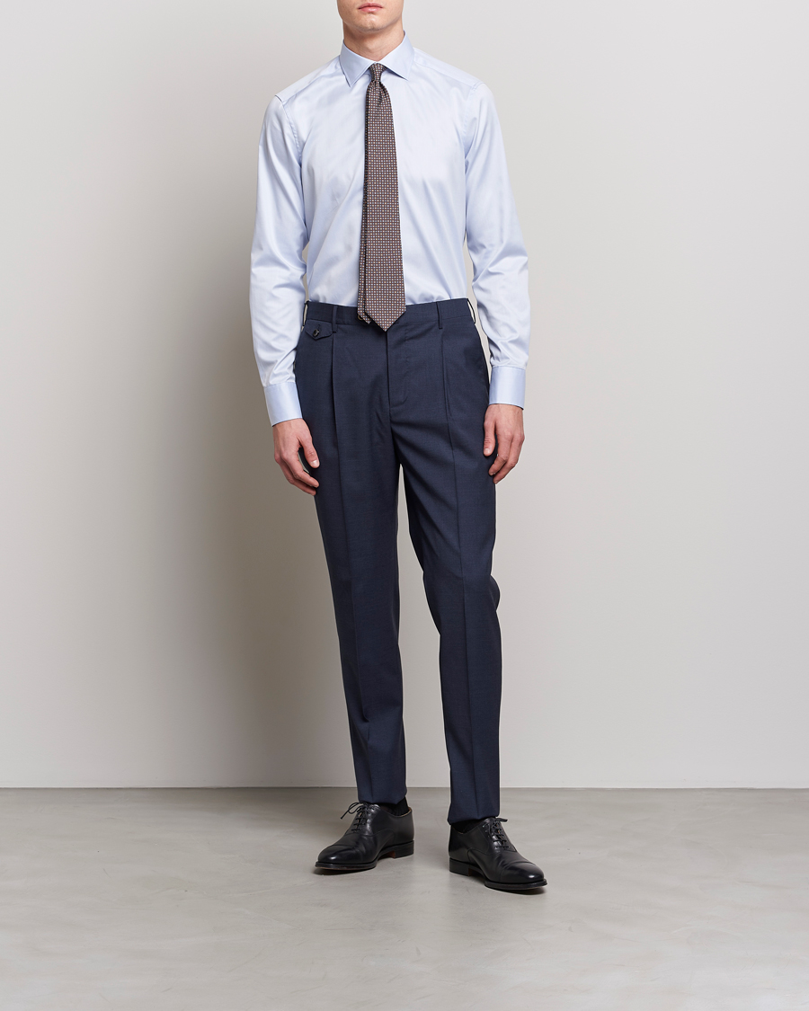 Uomini | Formale | Stenströms | Slimline Twofold Stretch Shirt Light Blue