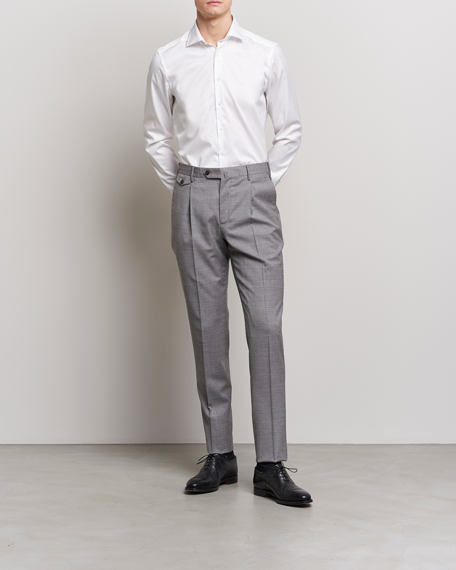 Uomini | Camicie business | Stenströms | Fitted Body Twofold Stretch Shirt White