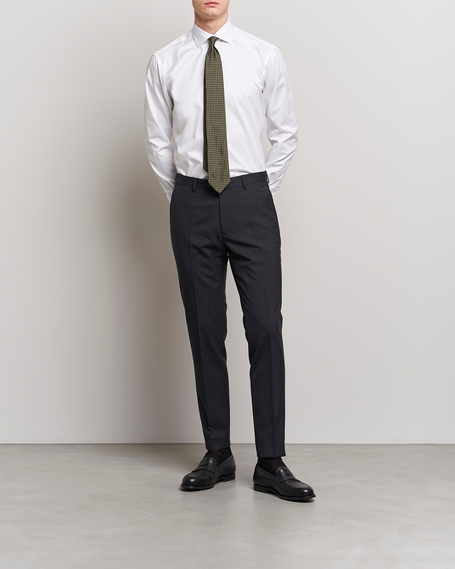 Uomini | Formale | Stenströms | Slimline Contrast Cotton Shirt White