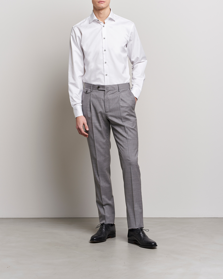 Uomini | Abbigliamento | Stenströms | Fitted Body Contrast Cotton Twill Shirt White