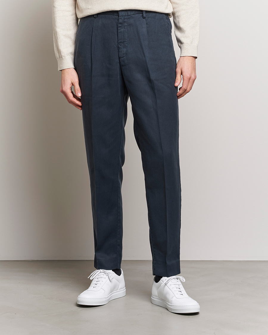 Uomini | Pantaloni | A Day\'s March | Smart Trouser Tencel  Navy