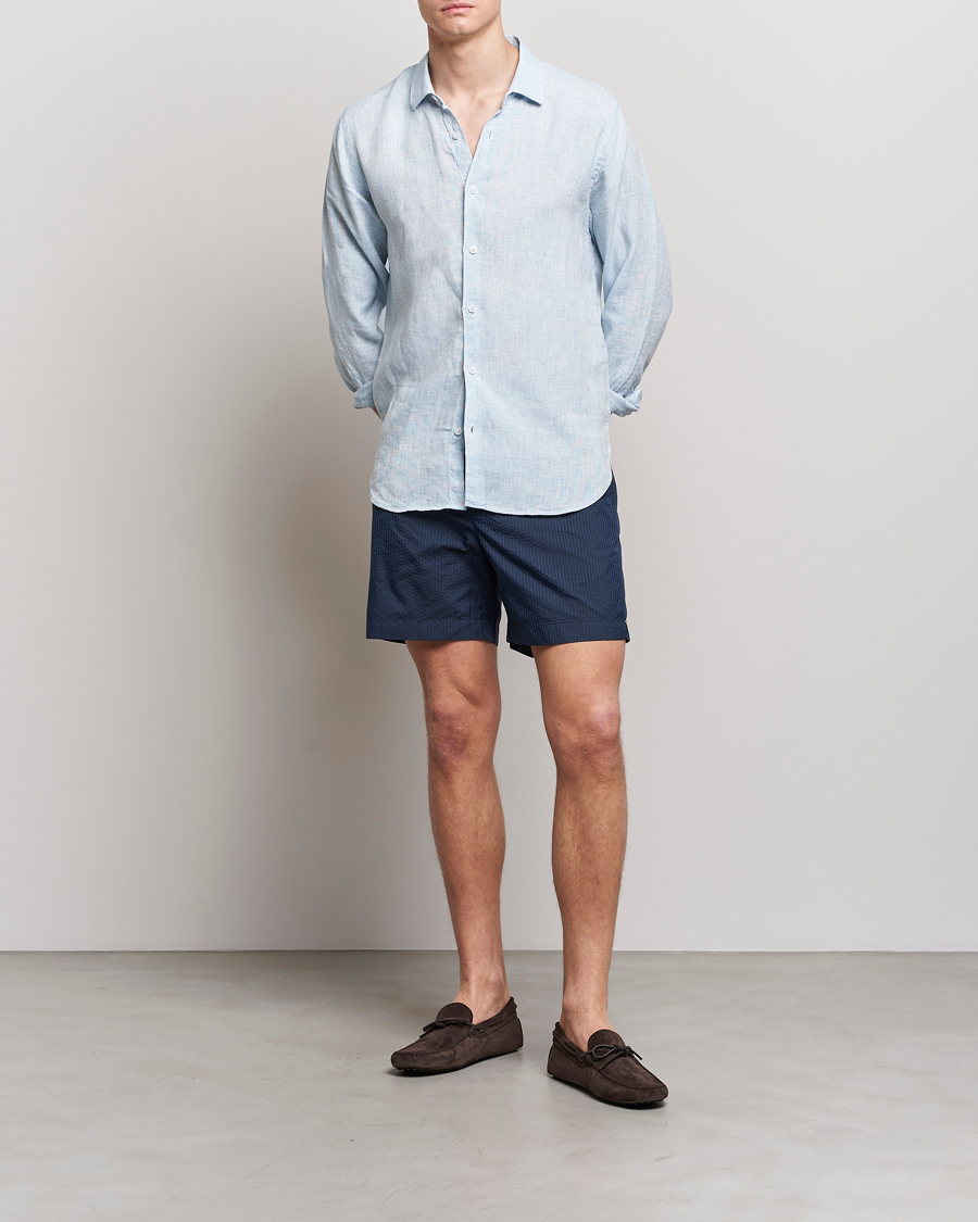 Uomini | Costumi da bagno | Orlebar Brown | Bulldog Tonal Seersucker Swimshorts Night Iris