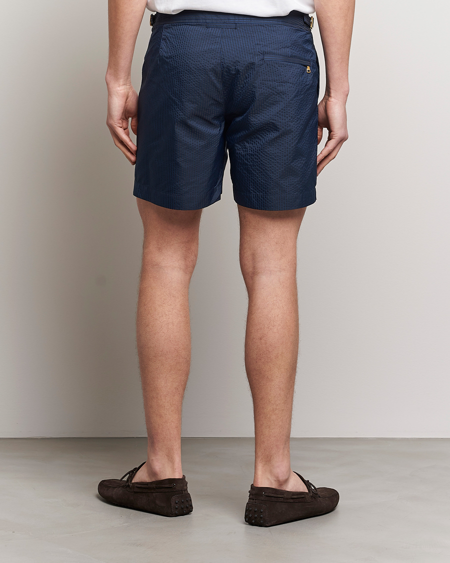 Uomini | Costumi da bagno | Orlebar Brown | Bulldog Tonal Seersucker Swimshorts Night Iris