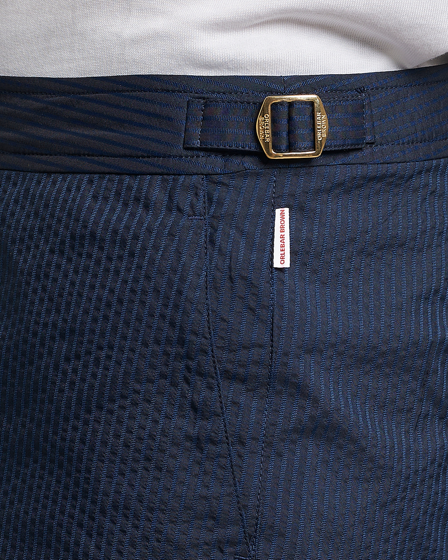 Uomini | Costumi da bagno | Orlebar Brown | Bulldog Tonal Seersucker Swimshorts Night Iris