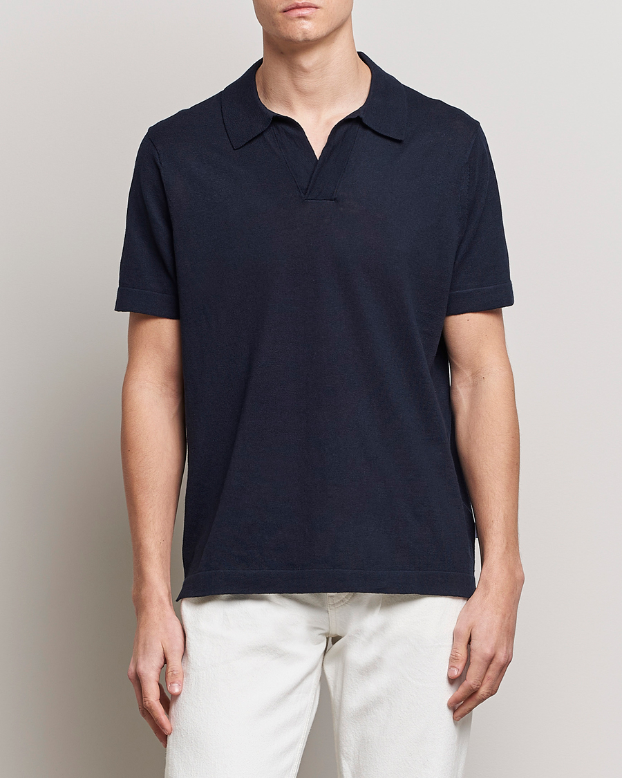 Uomini | Offerta stagionale | NN07 | Ryan Cotton/Linen Polo Navy Blue