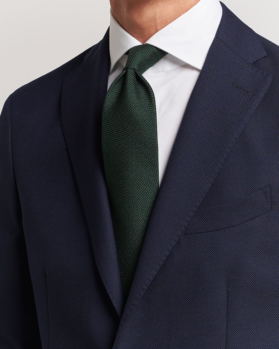 Uomini | Italian Department | Finamore Napoli | Grenadine Silk Tie Forest Green