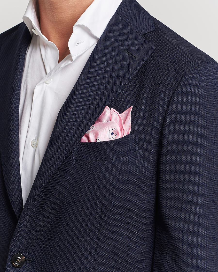 Uomini | Italian Department | E. Marinella | Printed Silk Pocket Square Pink