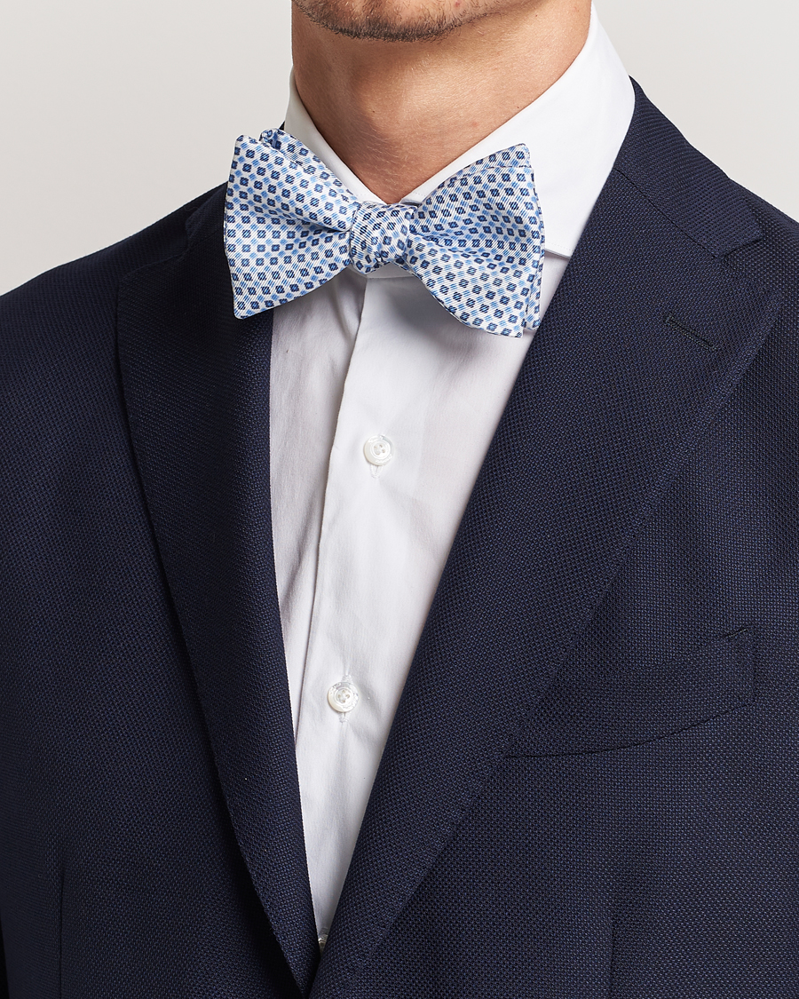 Uomini | E. Marinella | E. Marinella | Silk Bow Tie White/Blue