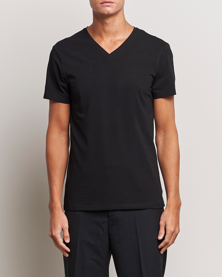 Uomini | Magliette nere | Bread & Boxers | 2-Pack V-Neck T-Shirt Black