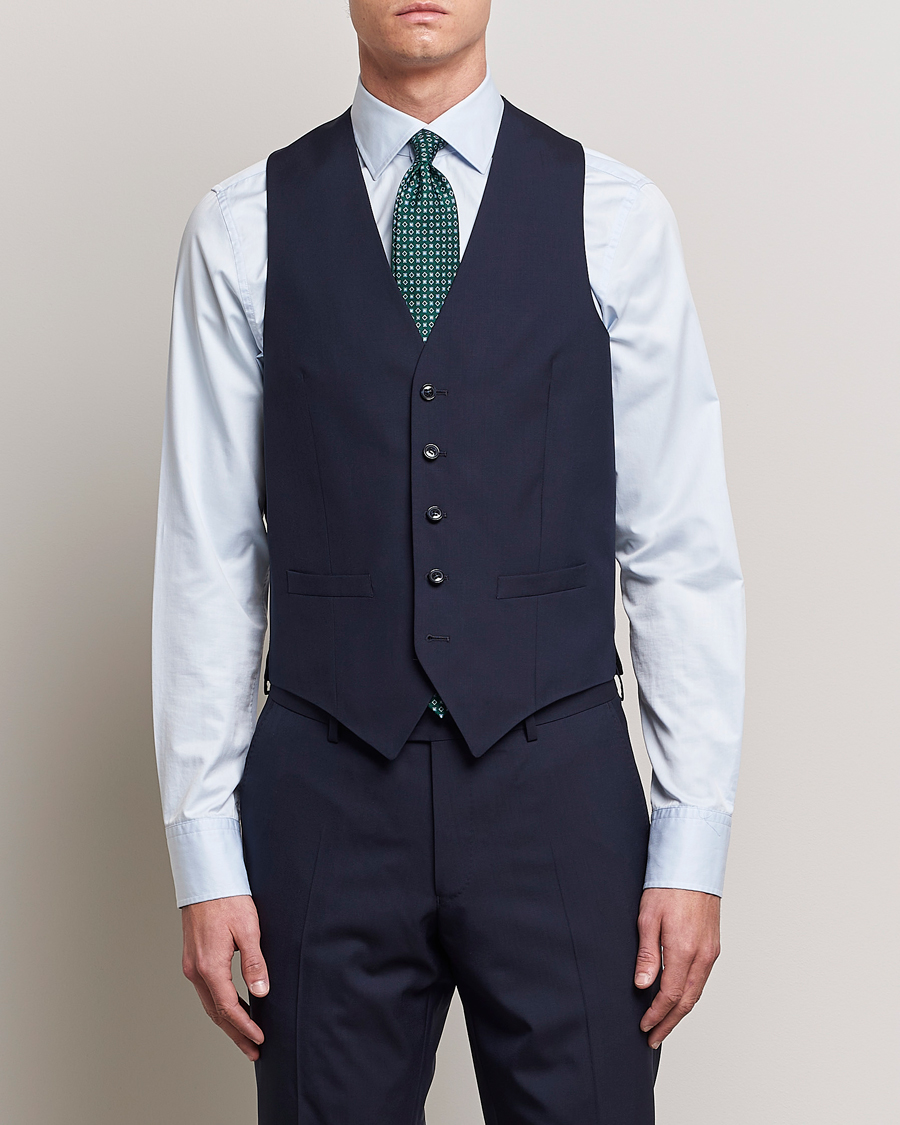 Uomini | Gilet da abito | Oscar Jacobson | Carlo Wool Waistcoat Blue