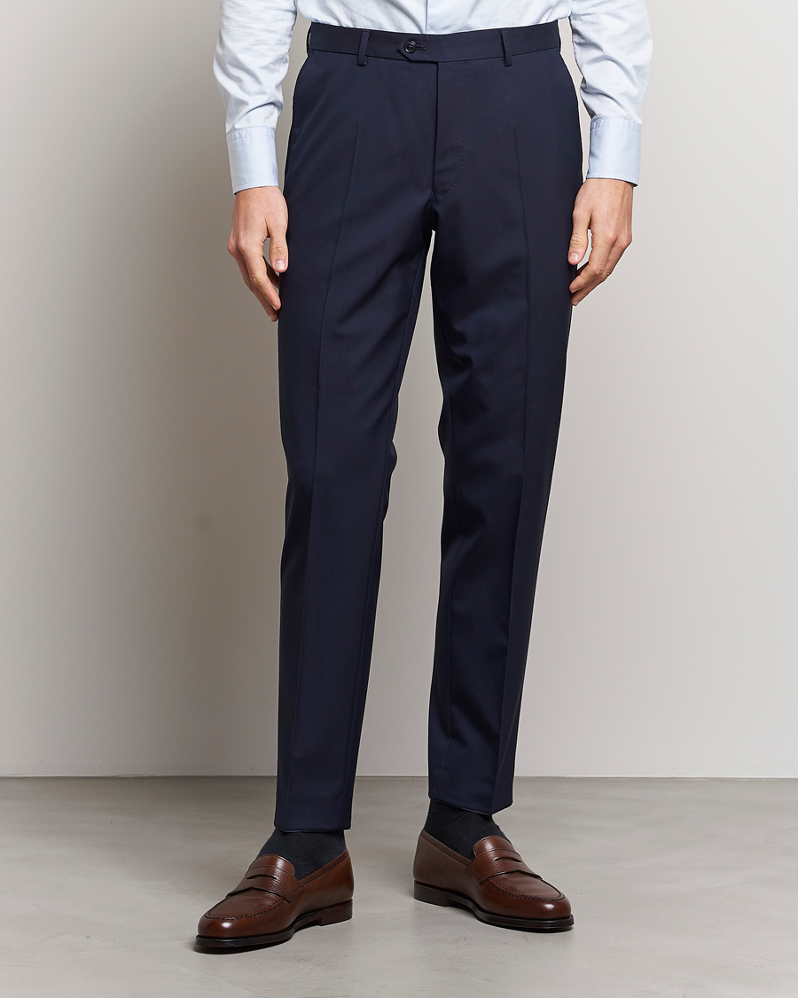 Uomini | Pantaloni da abito | Oscar Jacobson | Denz Wool Trousers Blue