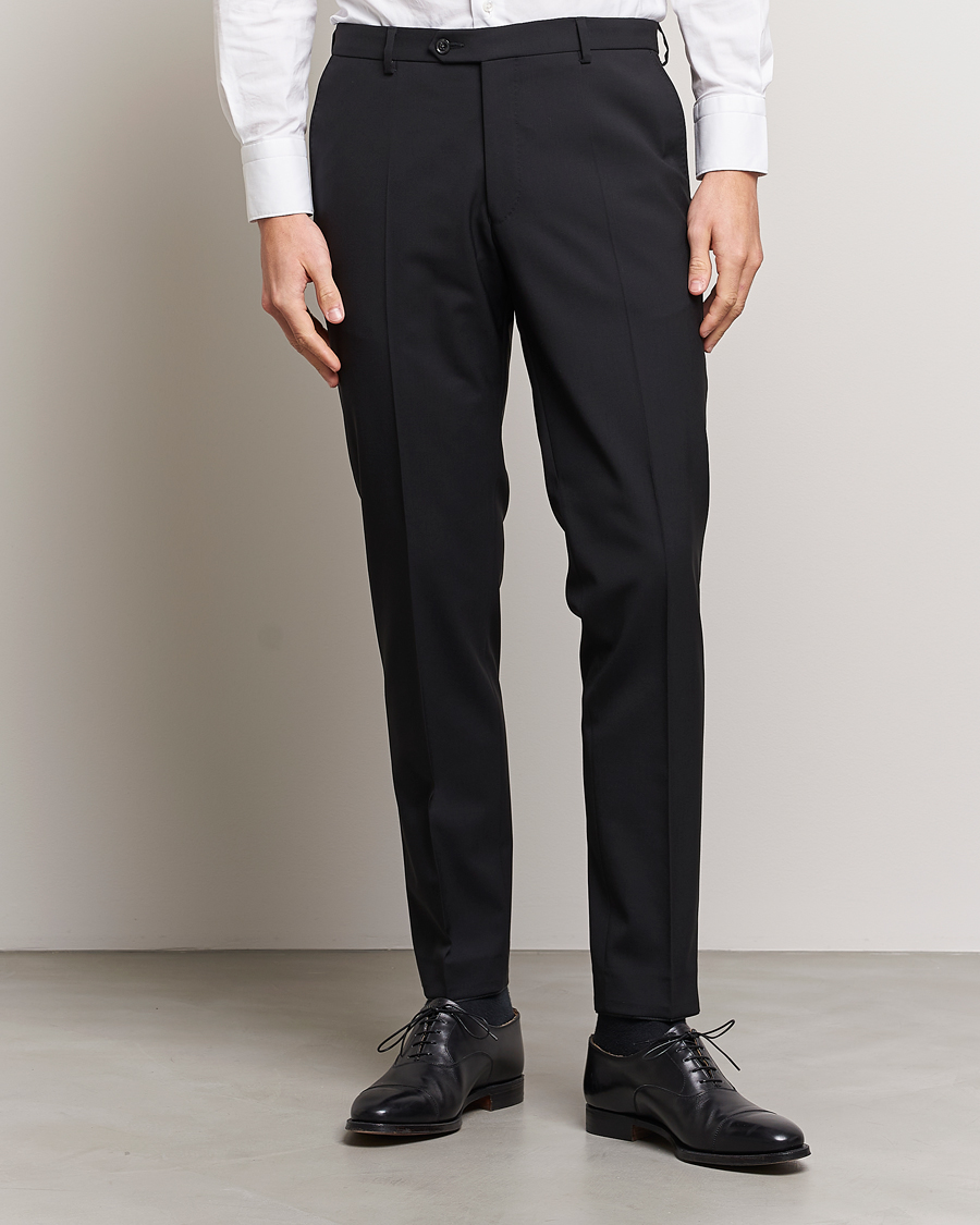 Uomini | Pantaloni | Oscar Jacobson | Denz Wool Trousers Black