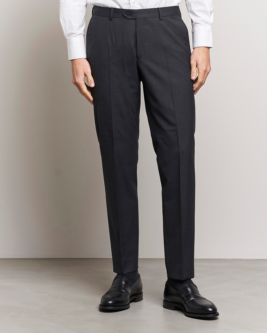 Uomini | Pantaloni della tuta | Oscar Jacobson | Diego Wool Trousers Grey