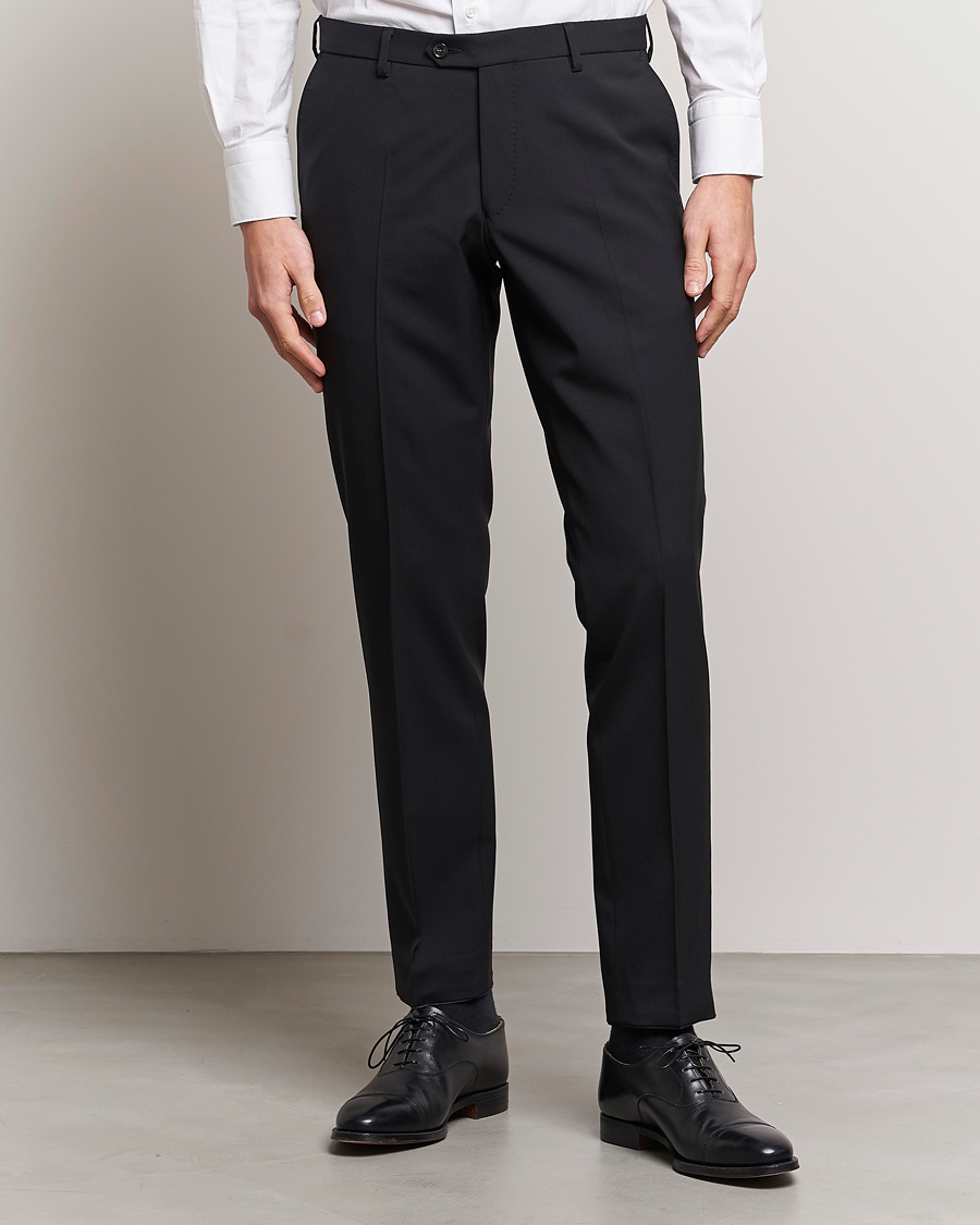 Uomini | Pantaloni | Oscar Jacobson | Diego Wool Trousers Black