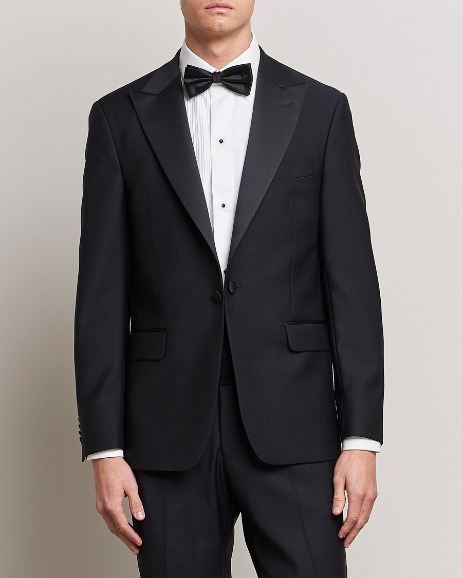 Uomini | Cravatta nera | Oscar Jacobson | Frampton Wool Tuxedo Blazer Black