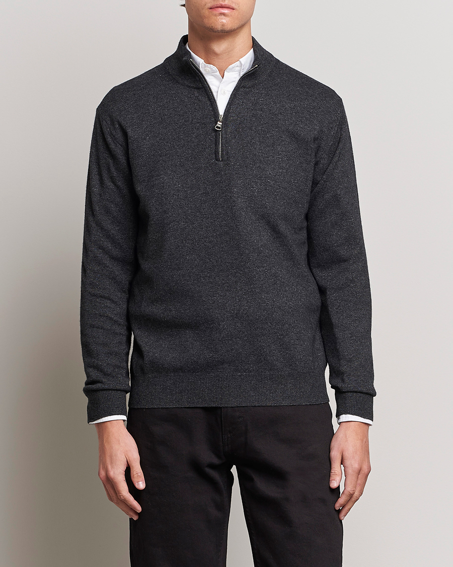 Uomini | Maglieria | Oscar Jacobson | Patton Wool Half-Zip Grey