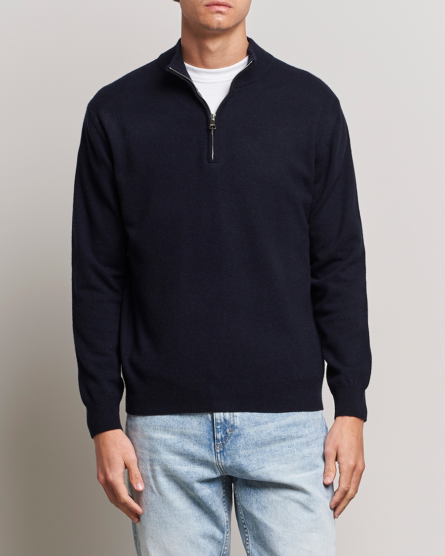 Uomini | Maglieria | Oscar Jacobson | Patton Wool Half-Zip Navy