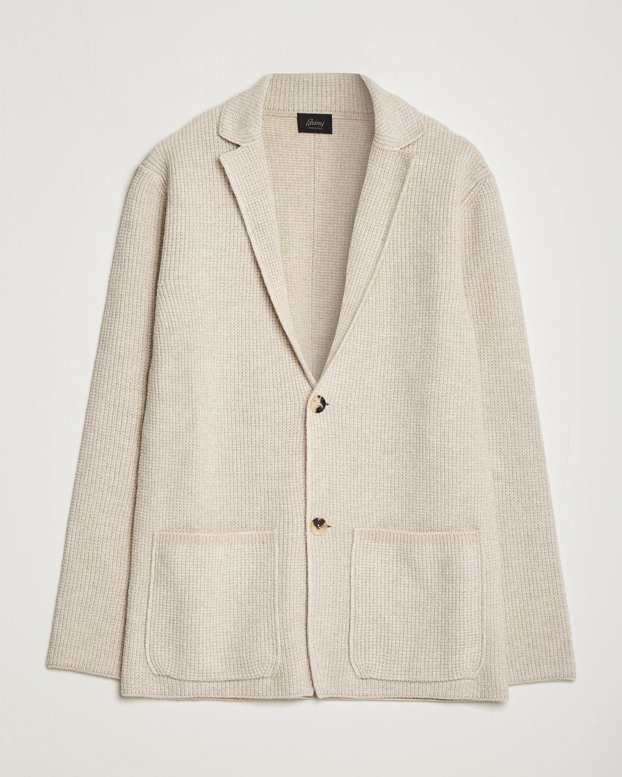 Uomini | Maglieria | Brioni | Cashmere Jacquard Cardigan Beige