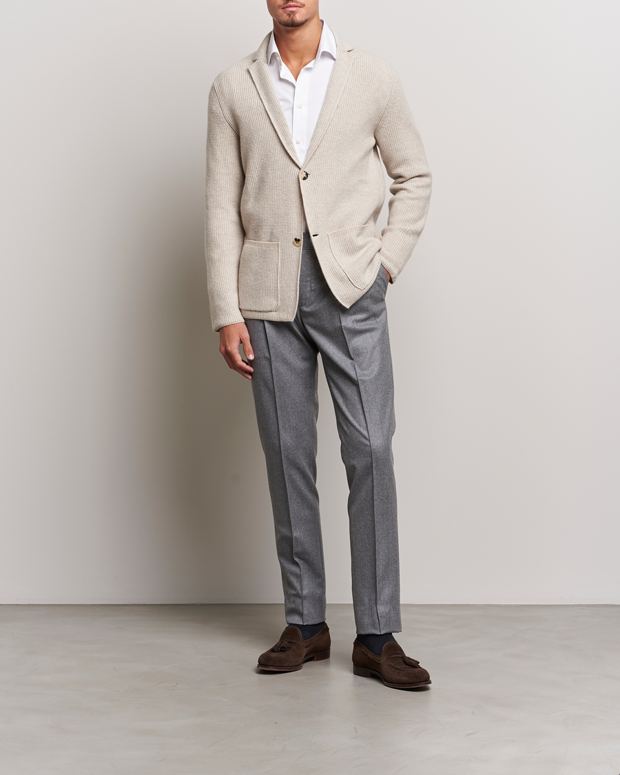 Uomini | Maglieria | Brioni | Cashmere Jacquard Cardigan Beige