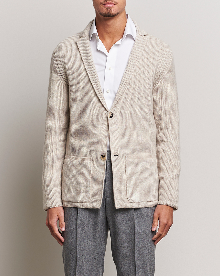 Uomini | Maglieria | Brioni | Cashmere Jacquard Cardigan Beige