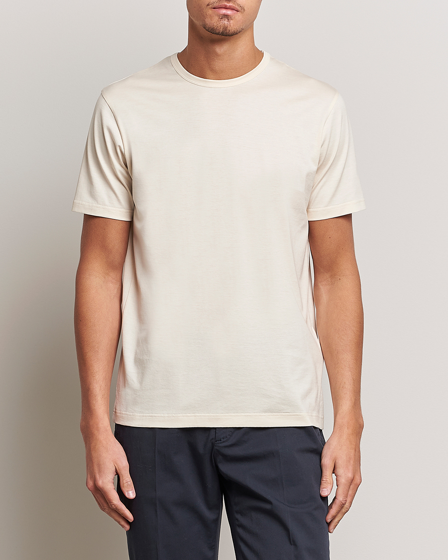 Uomini | Sunspel | Sunspel | Crew Neck Cotton Tee Undyed