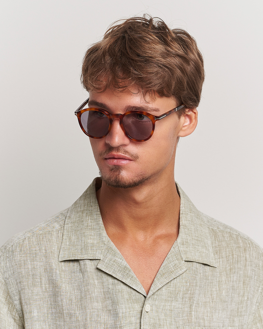 Uomini | Occhiali da sole con montatura rotonda | Tom Ford | Elton Sunglasses Blonde Havana/Smoke