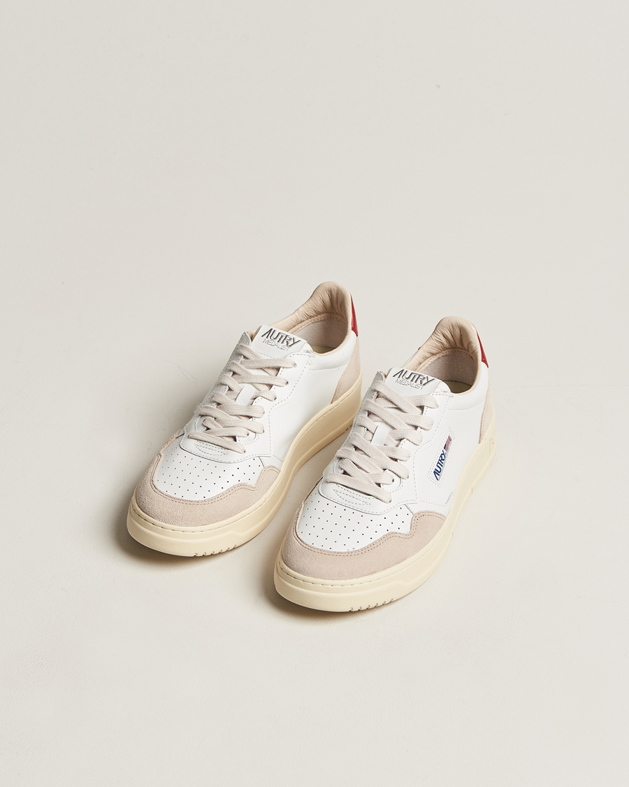 Uomini | Autry | Autry | Medalist Low Leather/Suede Sneaker White/Red