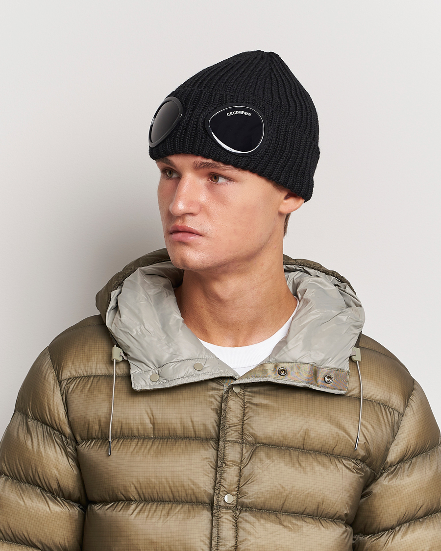 Uomini | Berretti | C.P. Company | Knitted Merino Goggle Beanie Black