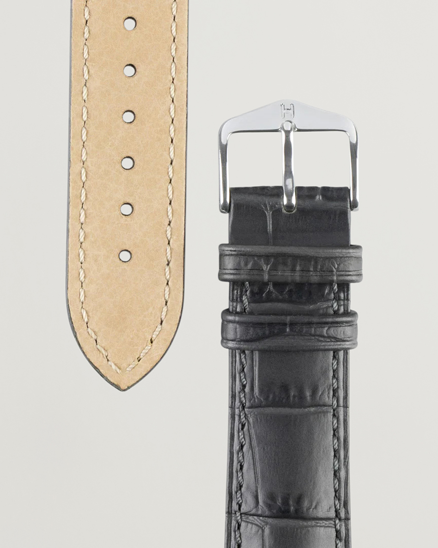 Uomini | HIRSCH | HIRSCH | Duke Embossed Leather Watch Strap Grey