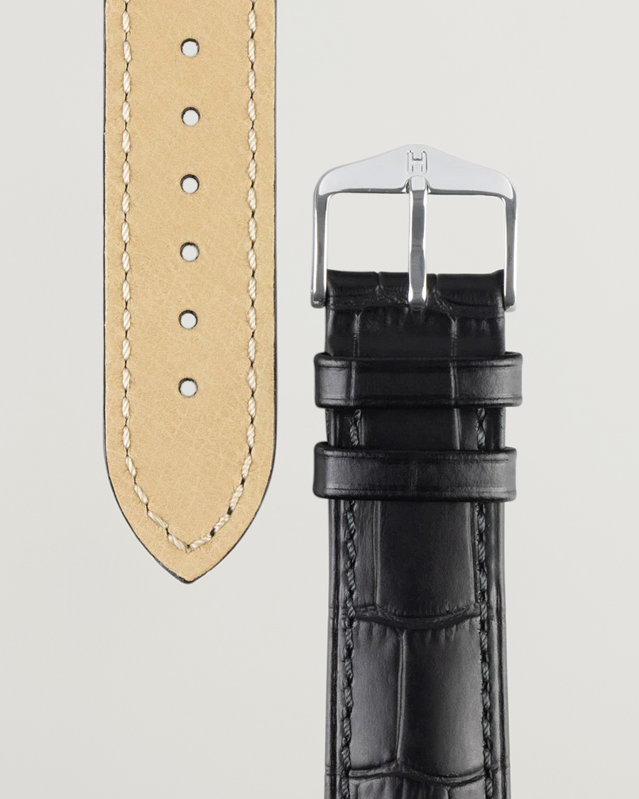 Uomini | HIRSCH | HIRSCH | Duke Embossed Leather Watch Strap Black