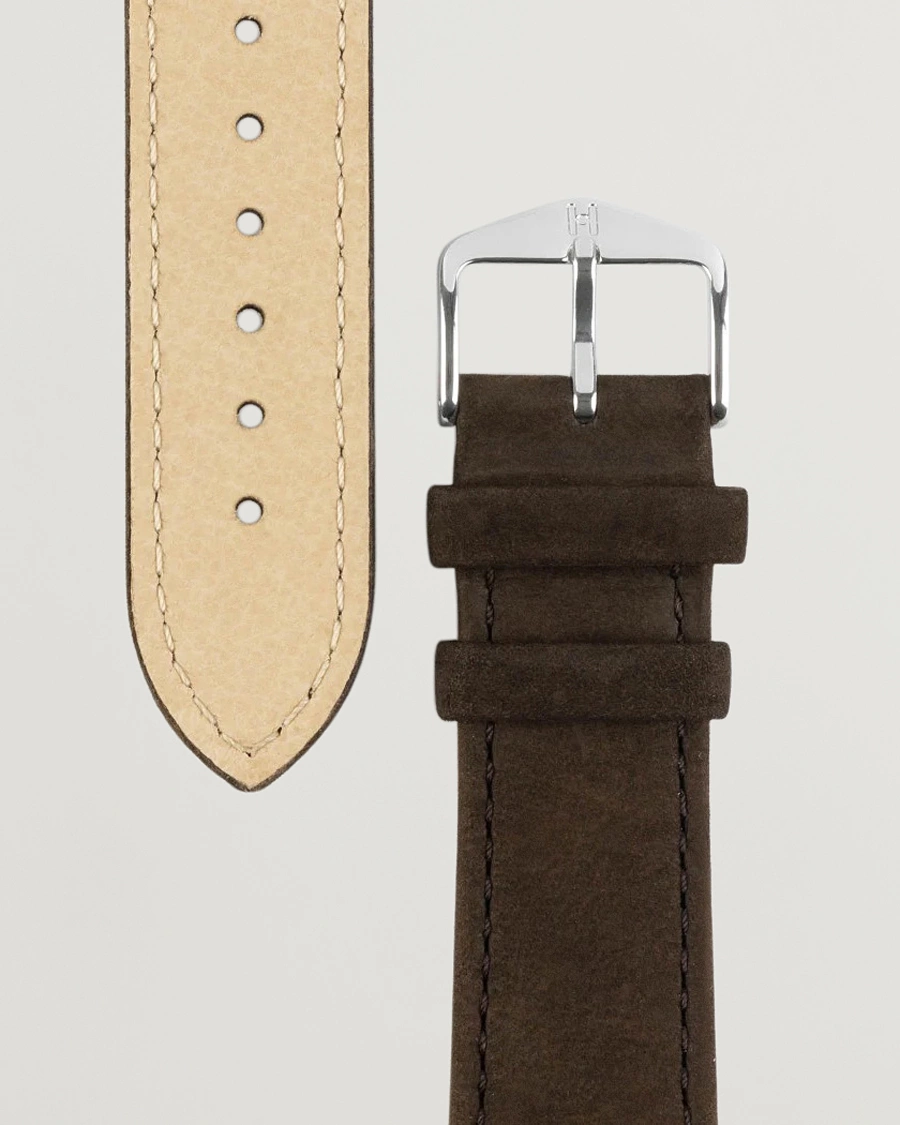 Uomini |  | HIRSCH | Osiris Calf Leather Nubuck Effect Watch Strap Brown