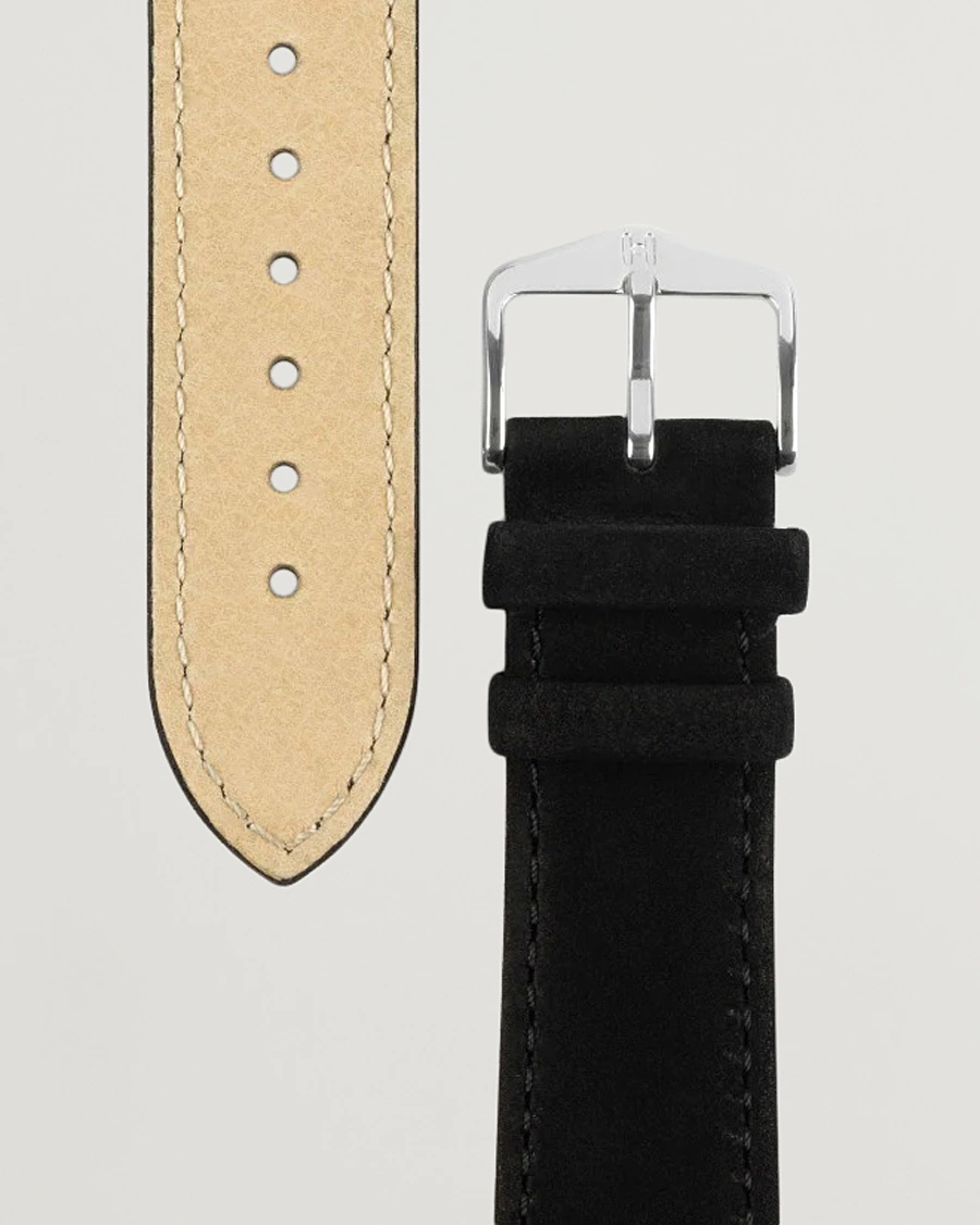 Uomini | HIRSCH | HIRSCH | Osiris Calf Leather Nubuck Effect Watch Strap Black