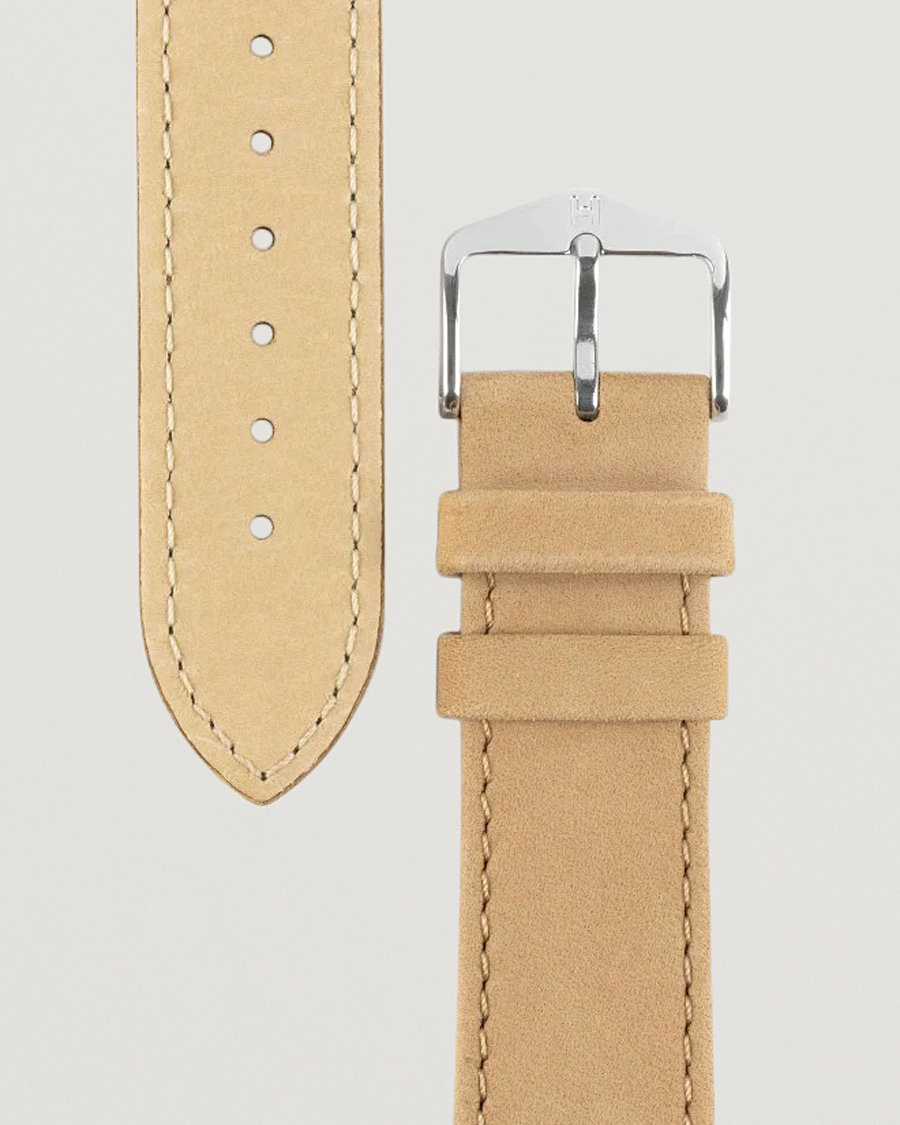 Uomini | HIRSCH | HIRSCH | Osiris Calf Leather Nubuck Effect Watch Strap Beige