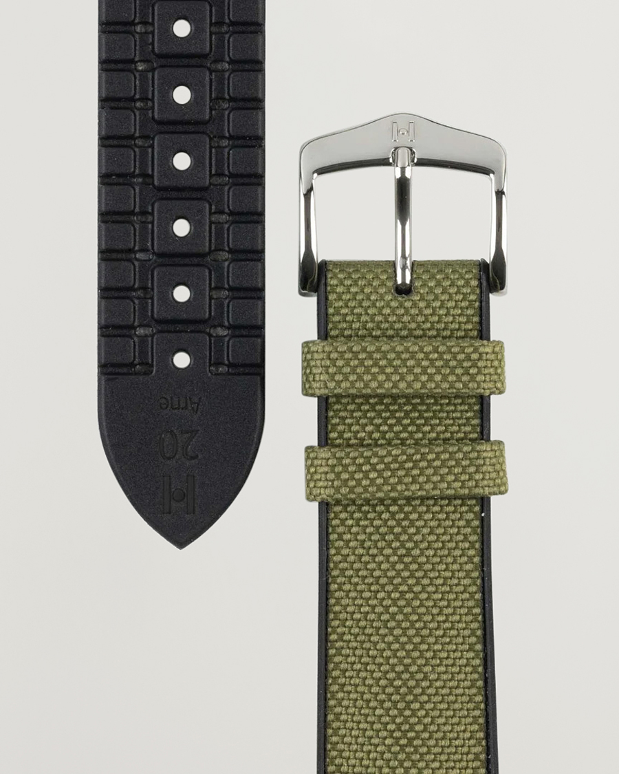 Uomini | HIRSCH | HIRSCH | Arne Sailcloth Effect Performance Watch Strap Olive