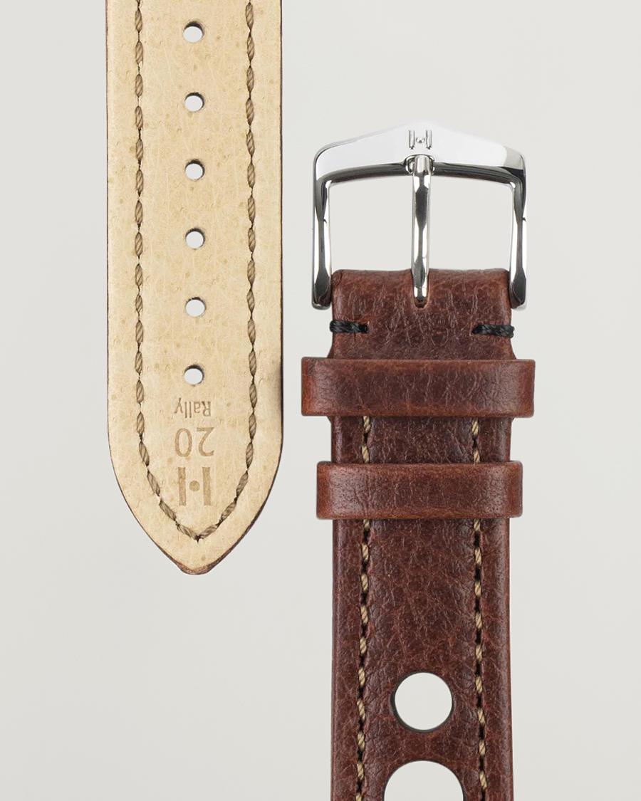 Uomini |  | HIRSCH | Rally Natural Leather Racing Watch Strap Brown