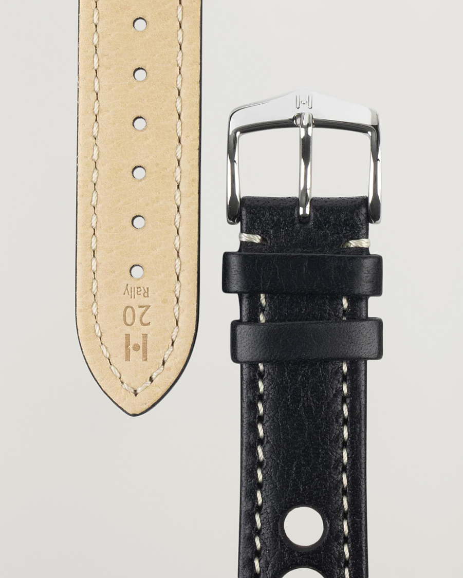 Uomini |  | HIRSCH | Rally Natural Leather Racing Watch Strap Black