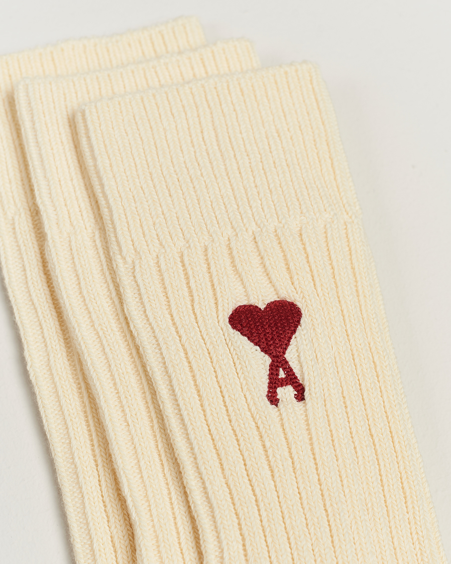 Uomini | Calzini per tutti i giorni | AMI | 3-Pack Heart Logo Socks Off White