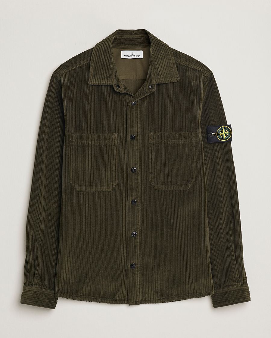 Uomini | Camicie | Stone Island | Garment Dyed Corduroy Overshirt Olive