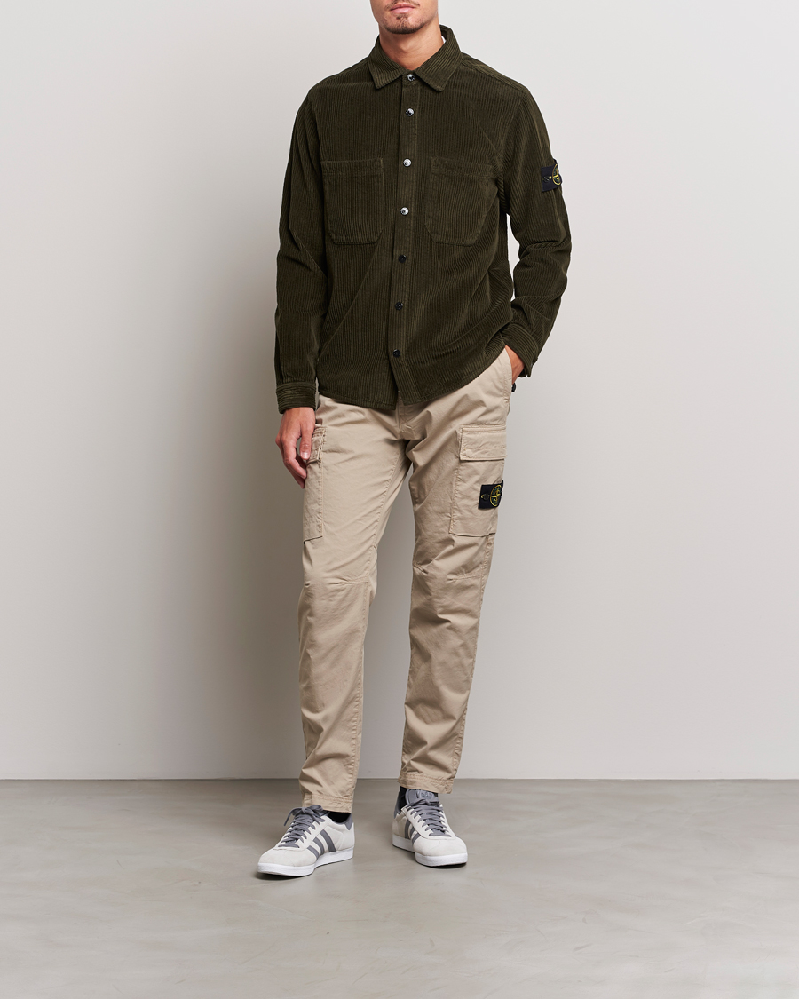 Uomini | Camicie | Stone Island | Garment Dyed Corduroy Overshirt Olive