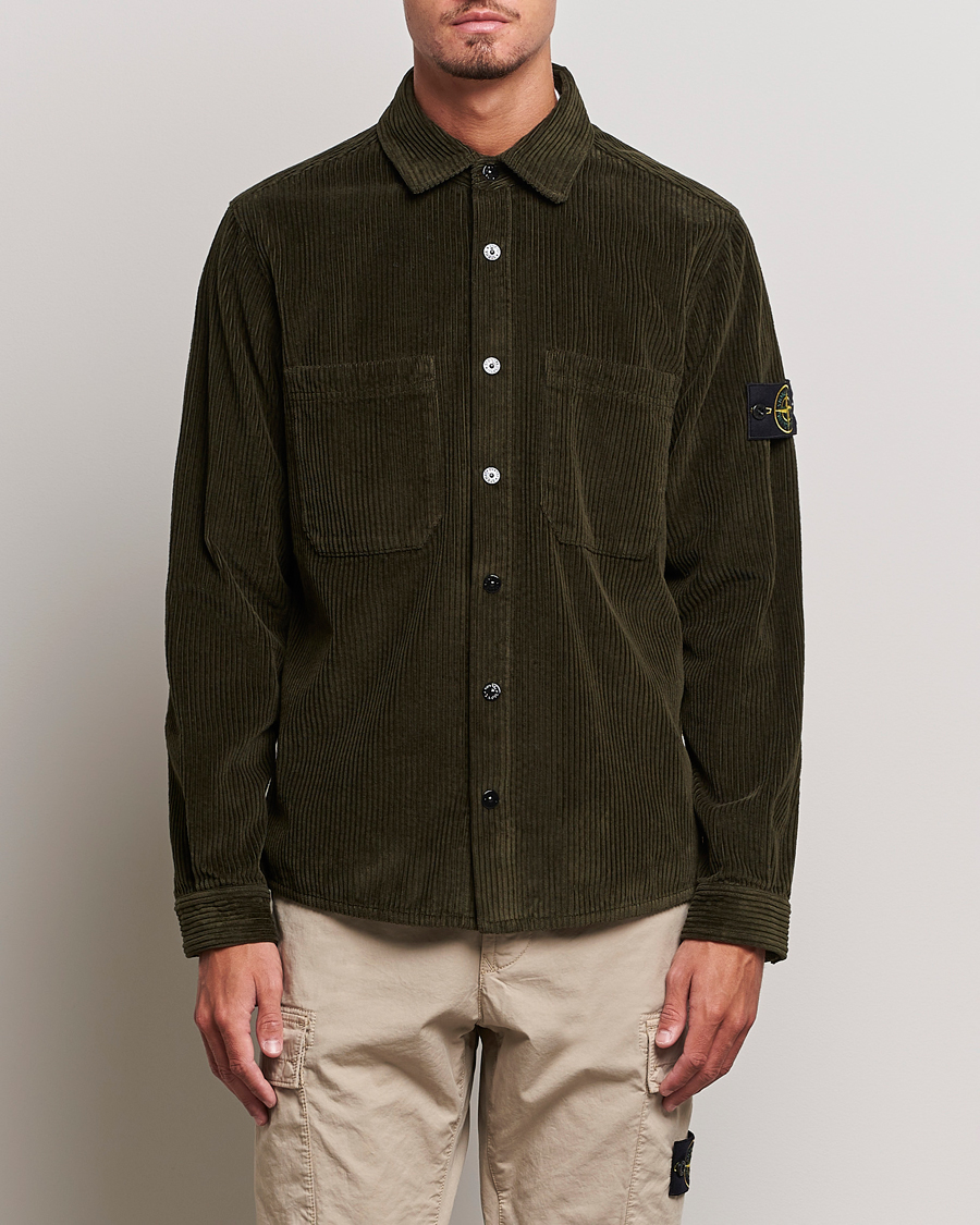 Uomini | Camicie | Stone Island | Garment Dyed Corduroy Overshirt Olive