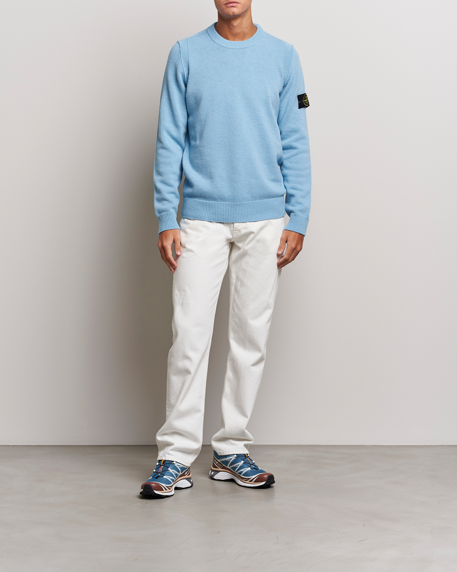 Uomini | Maglieria | Stone Island | Knitted Lambwool Sweater Sky Blue