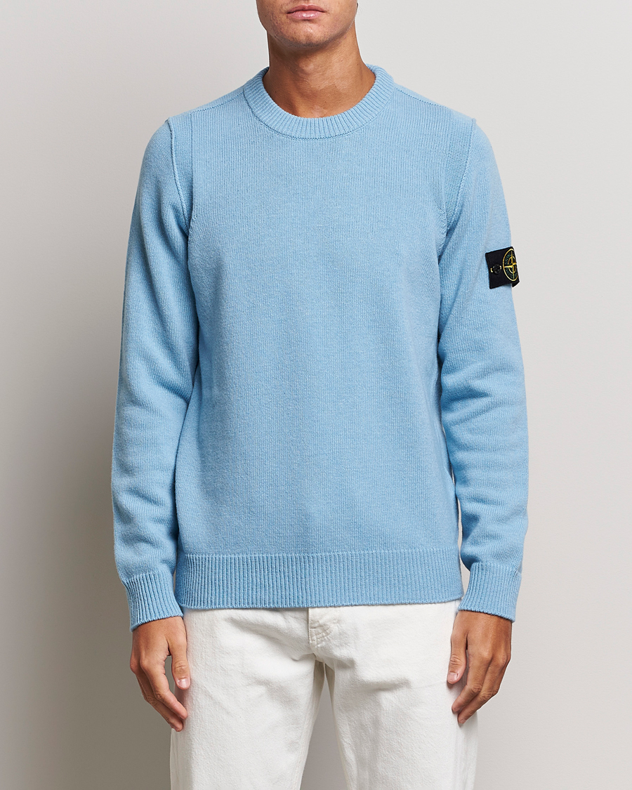 Uomini | Maglieria | Stone Island | Knitted Lambwool Sweater Sky Blue